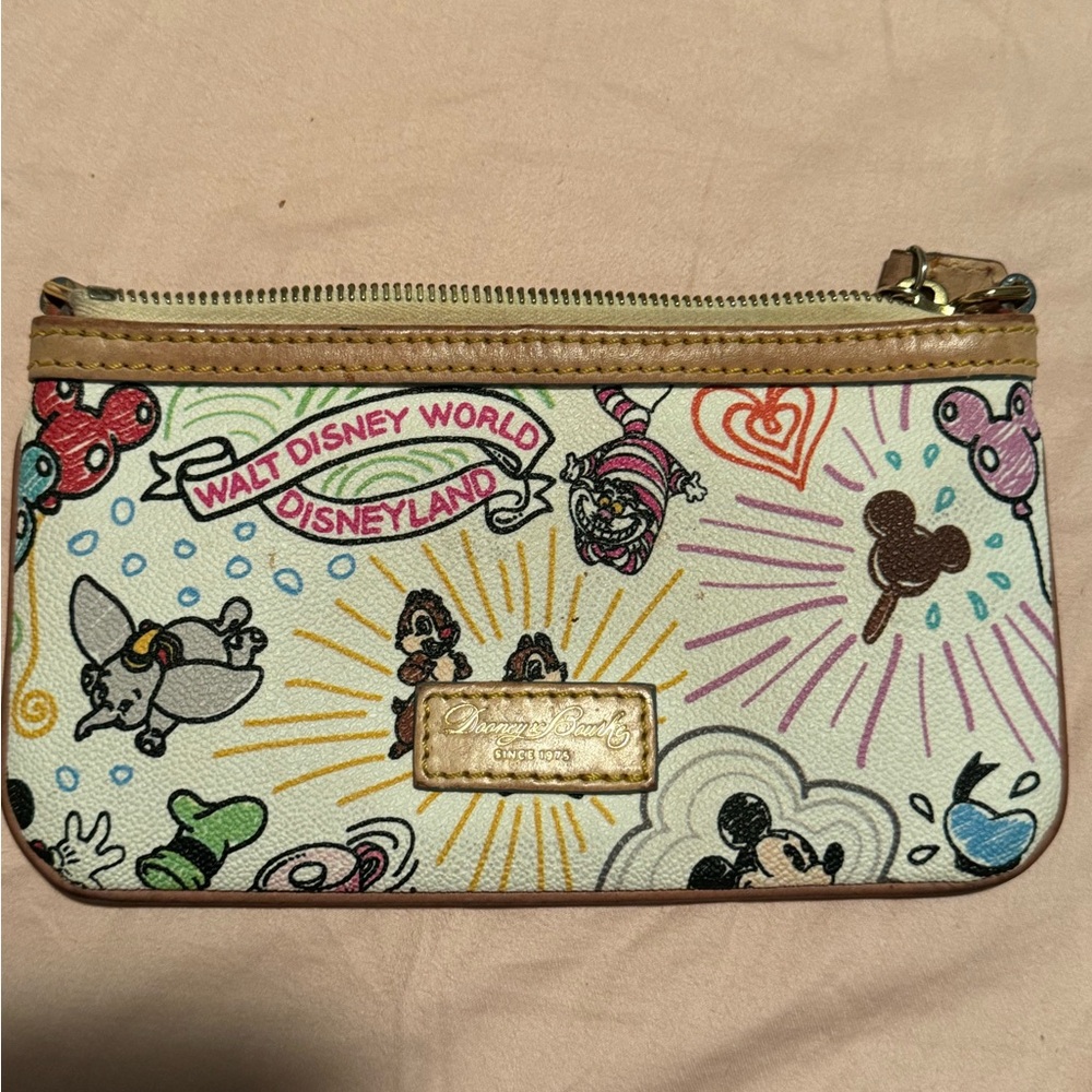 Dooney & Bourke Disney World Wristlet with Colorful Characters